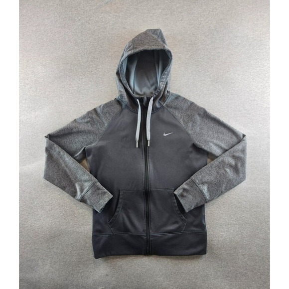 Nike Hoodie Women's M Gray Therma-Fit Training Sweatshirt Full Zip Jacket Active - Picture 1 of 10